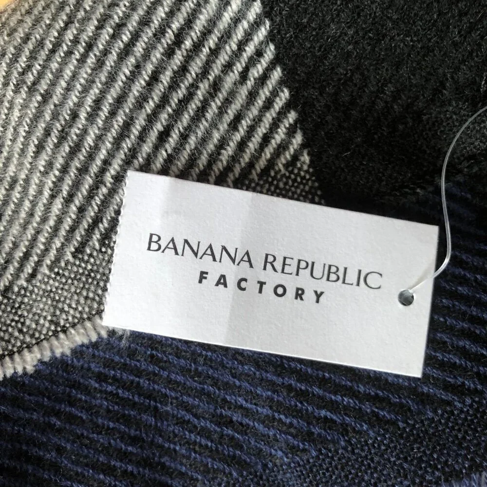 Banana Republic Plaid Fringe Wrap Scarf - NWTs